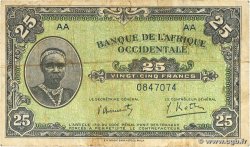 25 Francs FRENCH WEST AFRICA  1942 P.30a fS