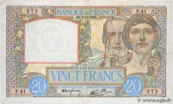 20 Francs TRAVAIL ET SCIENCE FRANCE  1939 F.12.01 B
