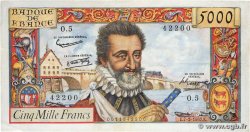 5000 Francs HENRI IV FRANCE  1957 F.49.01 VF