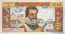 5000 Francs HENRI IV FRANCIA  1957 F.49.01 BC+