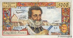 5000 Francs HENRI IV FRANKREICH  1957 F.49.02 fSS