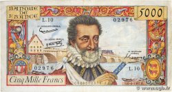 5000 Francs HENRI IV FRANKREICH  1957 F.49.02 fSS