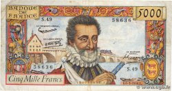 5000 Francs HENRI IV FRANCE  1958 F.49.06 F+