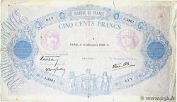 500 Francs BLEU ET ROSE modifié FRANCE  1939 F.31.52 B+