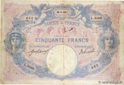 50 Francs BLEU ET ROSE FRANCE  1914 F.14.27