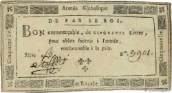50 Livres Stofflet FRANCE  1794 Laf.276 VF+