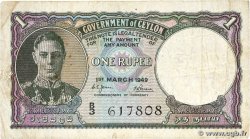 1 Rupee CEYLON  1949 P.034 VG