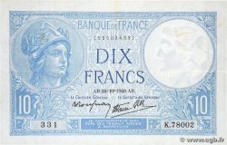 10 Francs MINERVE modifié FRANCE  1940 F.07.18 TTB