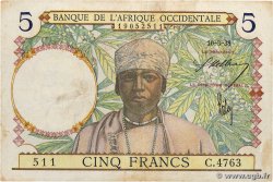 5 Francs AFRIQUE OCCIDENTALE FRANÇAISE (1895-1958)  1938 P.21 TB+