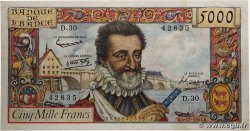 5000 Francs HENRI IV FRANCE  1957 F.49.04 TTB