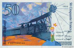 50 Francs SAINT-EXUPÉRY Sans STRAP Fauté FRANCIA  1993 F.72f4.02 SC+