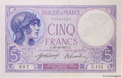 5 Francs FEMME CASQUÉE FRANCE  1917 F.03.01 XF-
