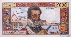 5000 Francs HENRI IV FRANCE  1957 F.49.02 XF