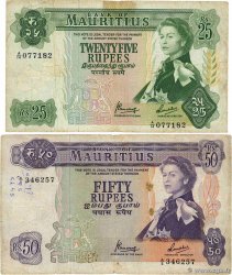 25 et 50 Rupees Lot MAURITIUS  1967 P.32b et 33c VG