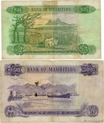 25 et 50 Rupees Lot MAURITIUS  1967 P.32b et 33c VG