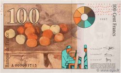 100 Francs CÉZANNE Petit numéro FRANCE  1997 F.74.01A pr.NEUF