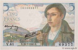5 Francs BERGER FRANCE  1943 F.05.02