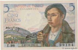 5 Francs BERGER FRANCE  1943 F.05.05