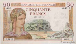 50 Francs CÉRÈS modifié FRANCE  1937 F.18.01