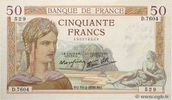 50 Francs CÉRÈS modifié FRANCE  1938 F.18.08 VF