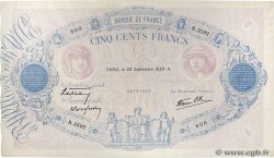 500 Francs BLEU ET ROSE modifié FRANCE  1939 F.31.41 VF+