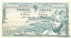 20 Francs BELGIAN CONGO  1956 P.31 VF