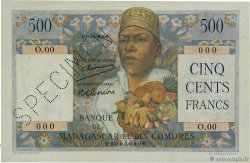 500 Francs Spécimen MADAGASCAR  1950 P.047as AU+