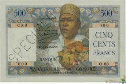 500 Francs Spécimen MADAGASCAR  1950 P.047as AU