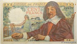 100 Francs DESCARTES FRANCIA  1942 F.27.01 BC+
