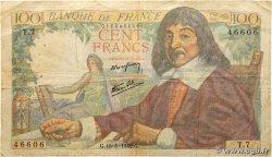 100 Francs DESCARTES FRANKREICH  1942 F.27.01 S