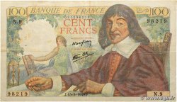 100 Francs DESCARTES FRANCE  1942 F.27.01 F