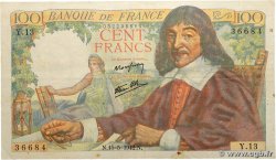 100 Francs DESCARTES FRANCIA  1942 F.27.01 BC+