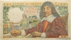 100 Francs DESCARTES FRANCE  1942 F.27.01 pr.TTB