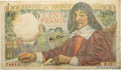 100 Francs DESCARTES FRANCE  1942 F.27.01 F