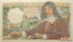 100 Francs DESCARTES FRANCIA  1942 F.27.01 BB