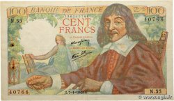 100 Francs DESCARTES FRANKREICH  1943 F.27.03 fSS