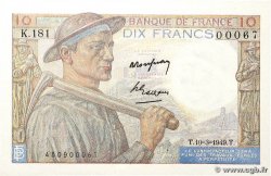 10 Francs MINEUR Numéro spécial FRANCIA  1949 F.08.20