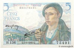 5 Francs BERGER FRANCE  1945 F.05.06 UNC