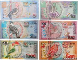 5 à 1000 Gulden Lot SURINAM  2000 P.146 à P.151 UNC