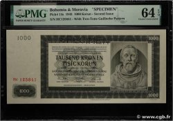 1000 Korun Spécimen BOHEMIA & MORAVIA  1942 P.14s UNC-