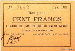 100 Francs FRANCE régionalisme et divers Malmerspach 1940 BU.45.03 SUP