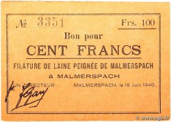 100 Francs FRANCE regionalism and various Malmerspach 1940 BU.45.03 XF