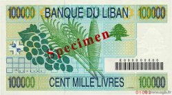 100000 Livres Spécimen LIBANO  1999 P.078s FDC