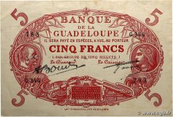 5 Francs Cabasson rouge GUADELOUPE  1945 P.07e TTB+