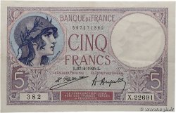 5 Francs FEMME CASQUÉE FRANKREICH  1925 F.03.09 fVZ