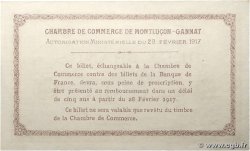 2 Francs Non émis FRANCE regionalism and miscellaneous Montluçon, Gannat 1917 JP.084.34var AU+