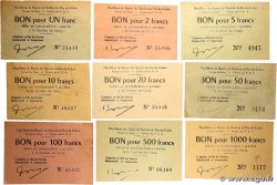 1 au 1000 Francs Lot FRANCE régionalisme et divers Bruay 1945 K.067.01 au 10 TTB