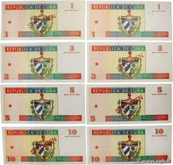 1 au 10 Pesos convertibles Lot CUBA  1994 P.FX37s au P.FX40s et P.FX37 au P.FX40 NEUF