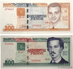 200 et 500 Pesos Lot CUBA  2010 P.130a et P.131a