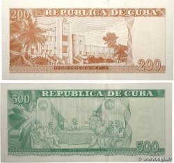 200 et 500 Pesos Lot CUBA  2010 P.130a et P.131a UNC-